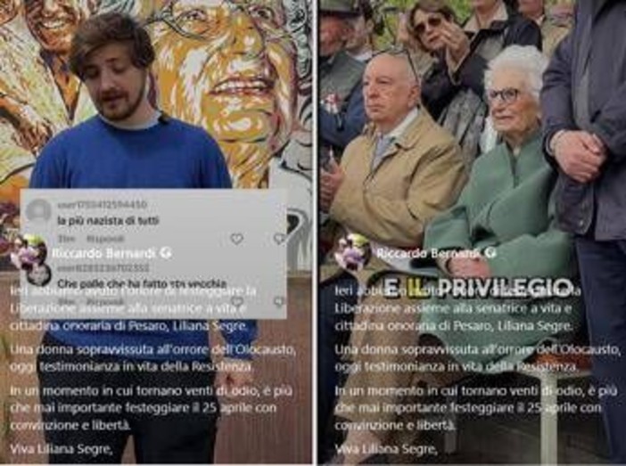 &quot;La più nazista di tutte&quot;, odio social contro Segre dopo cerimonia 25 aprile a Pesaro