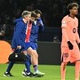Psg doppia tegola, paura per Kvaratskhelia rischia il crociato, ko anche Dembélé