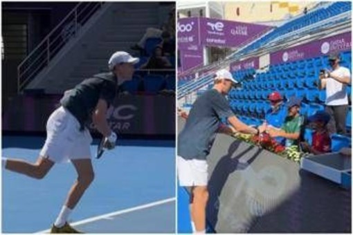 Sinner, primo allenamento a Doha: servizio e... autografi